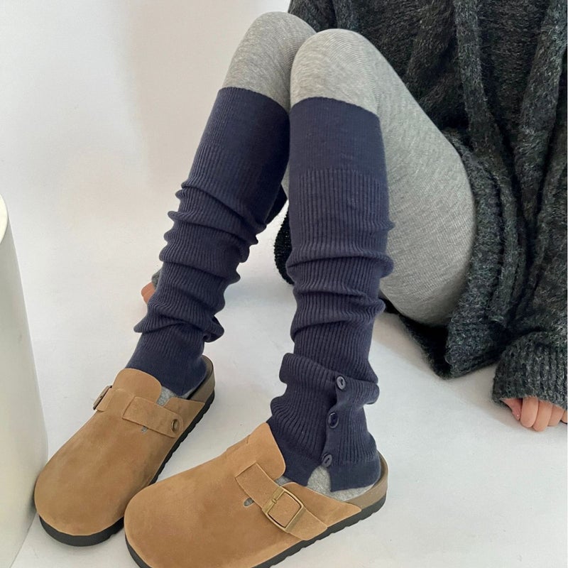 Wool Pile Leg Cover Side Buttons Lazy Socks Angora Red Vintage Y2K Girl Calf Socks Cover - Image 2